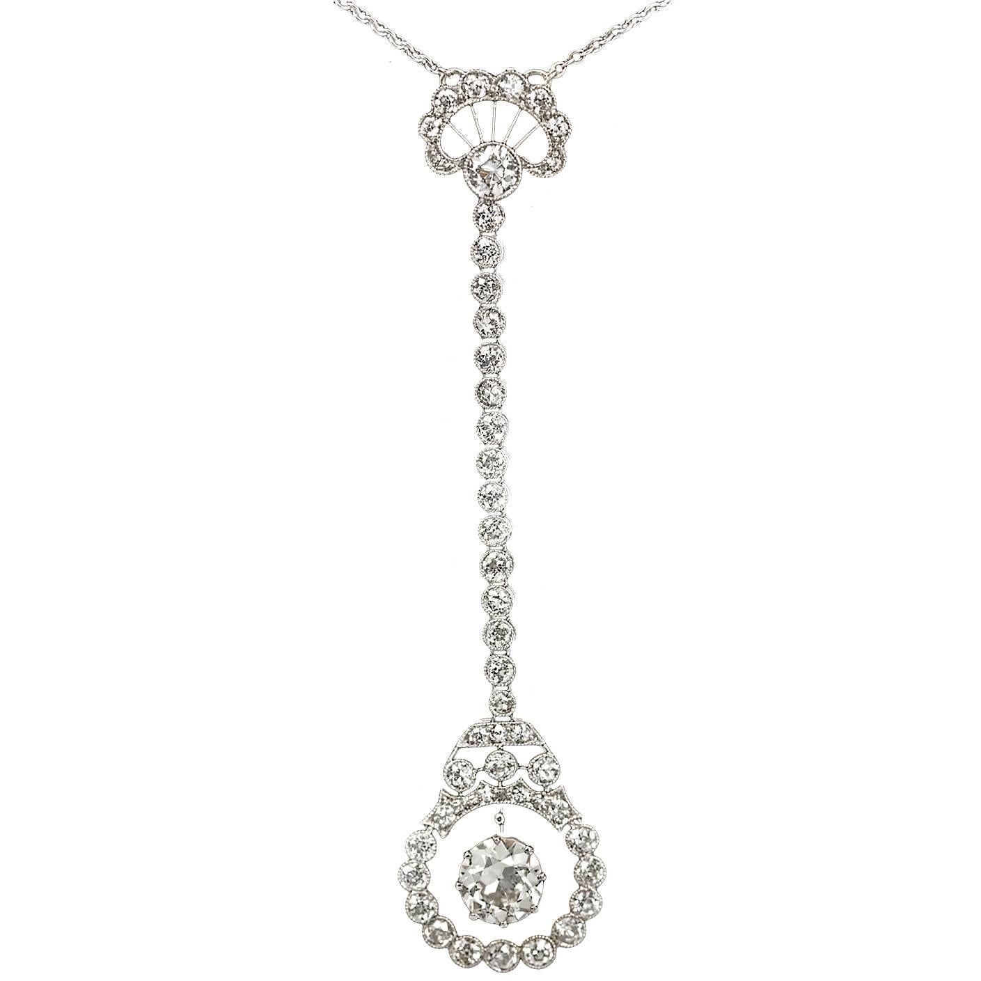 Art Nouveau Diamond Gold Necklace For Sale