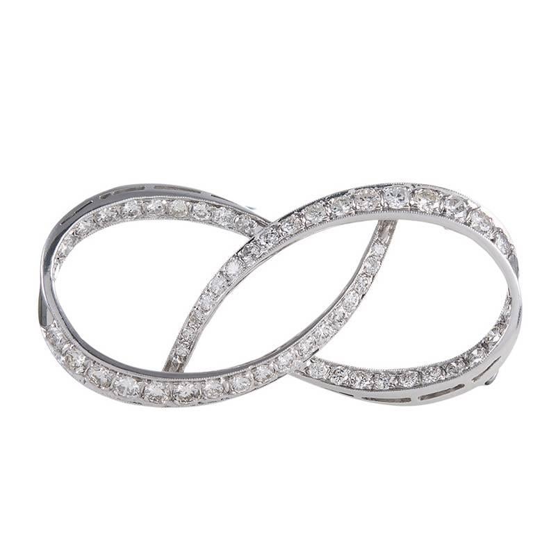 Diamond Platinum “Infinity” Brooch Pendant