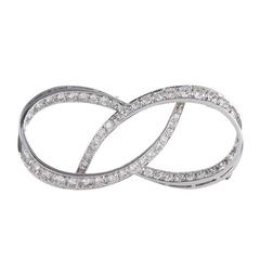 Diamond Platinum “Infinity” Brooch Pendant 10