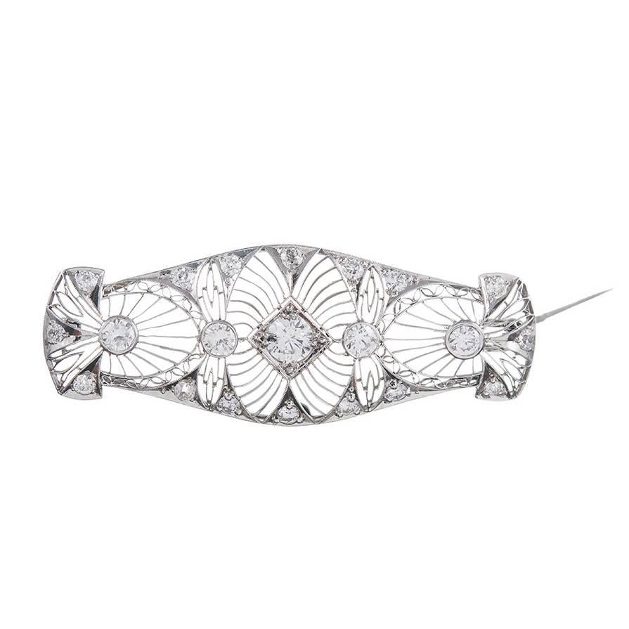 Art Deco Diamond Platinum “Lace” Brooch