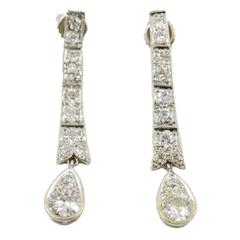 Diamond Platinum Dangle Earrings  