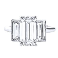 3.10 Carat Internally Flawless Emerald Cut Diamond Platinum Ring 10