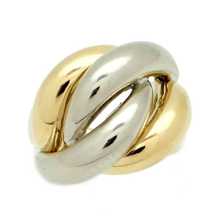 Tiffany & Co. Two Tone 18kt Gold Swirling Motif Ring For Sale