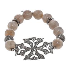 Julia Post Agate Diamond Silver Cross Bracelet