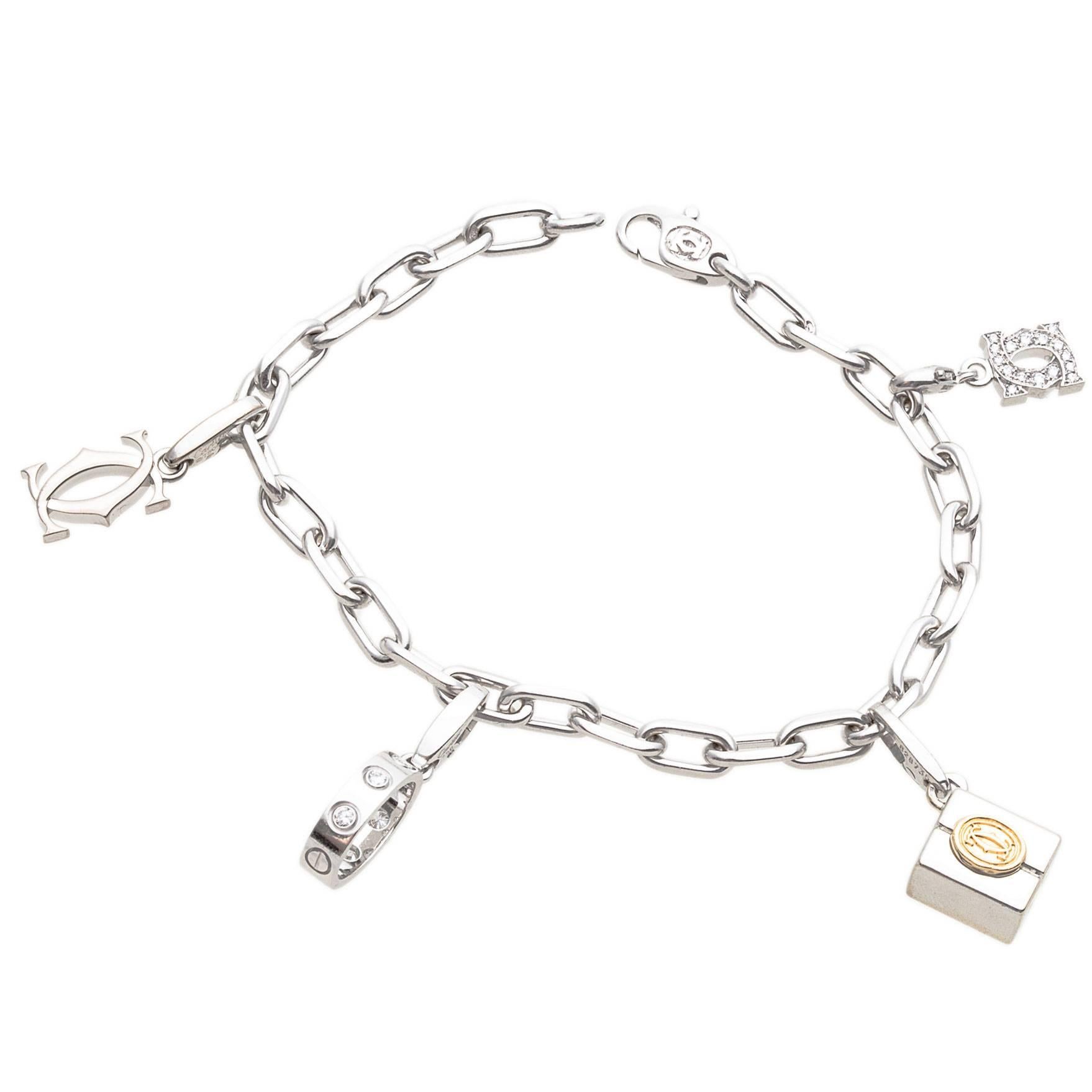 Cartier Two-Color Gold Charm Bracelet For Sale