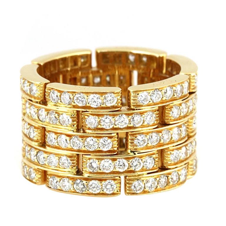 Cartier Five Row Diamond Gold Maillon Panthere Ring at 1stdibs