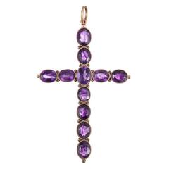 Victorian Amethyst Gold Cross Pendant