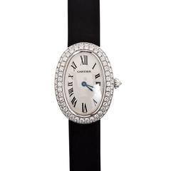 CARTIER Baignoire Montre-bracelet pour femme en or blanc avec bracelet en satin