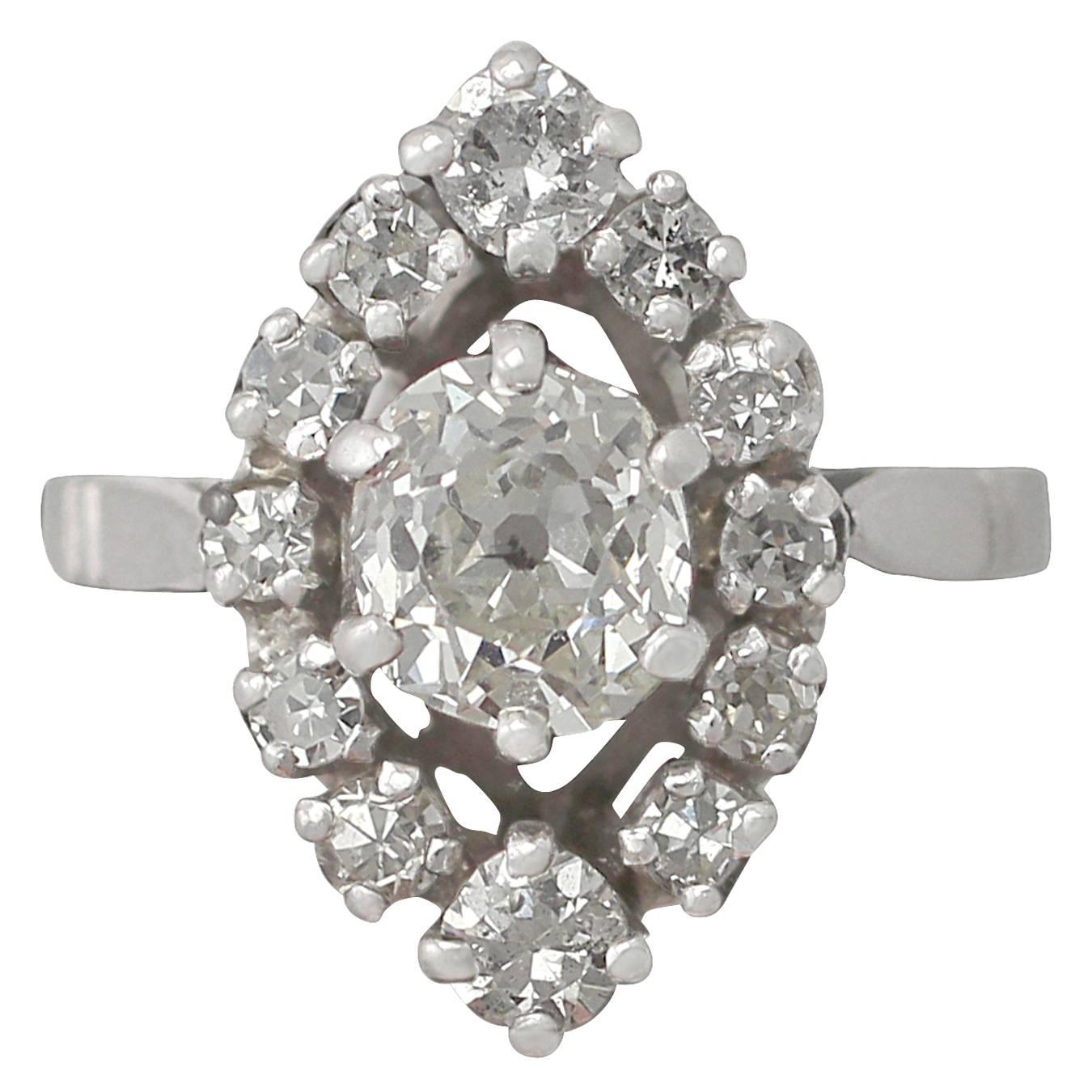 1910s 1.49 Carat Diamond and White Gold Cocktail Ring