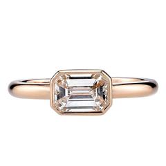 1.26 Carat Emerald Cut Diamond Gold Engagement Ring 