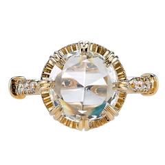 2.45 Carat Rose Cut Diamond Gold Engagement Ring 