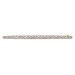 2.52 Ct Diamond and 12 k Yellow Gold Bar Brooch - Antique Circa 1910 10