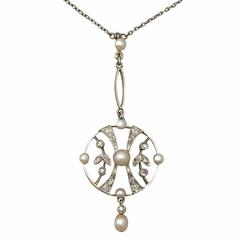 Seed Pearl and 0.24 ct Diamond, 14k Yellow Gold Pendant 3