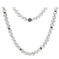 Carved Rock Crystal Black Onyx Diamond Gold Necklace 6