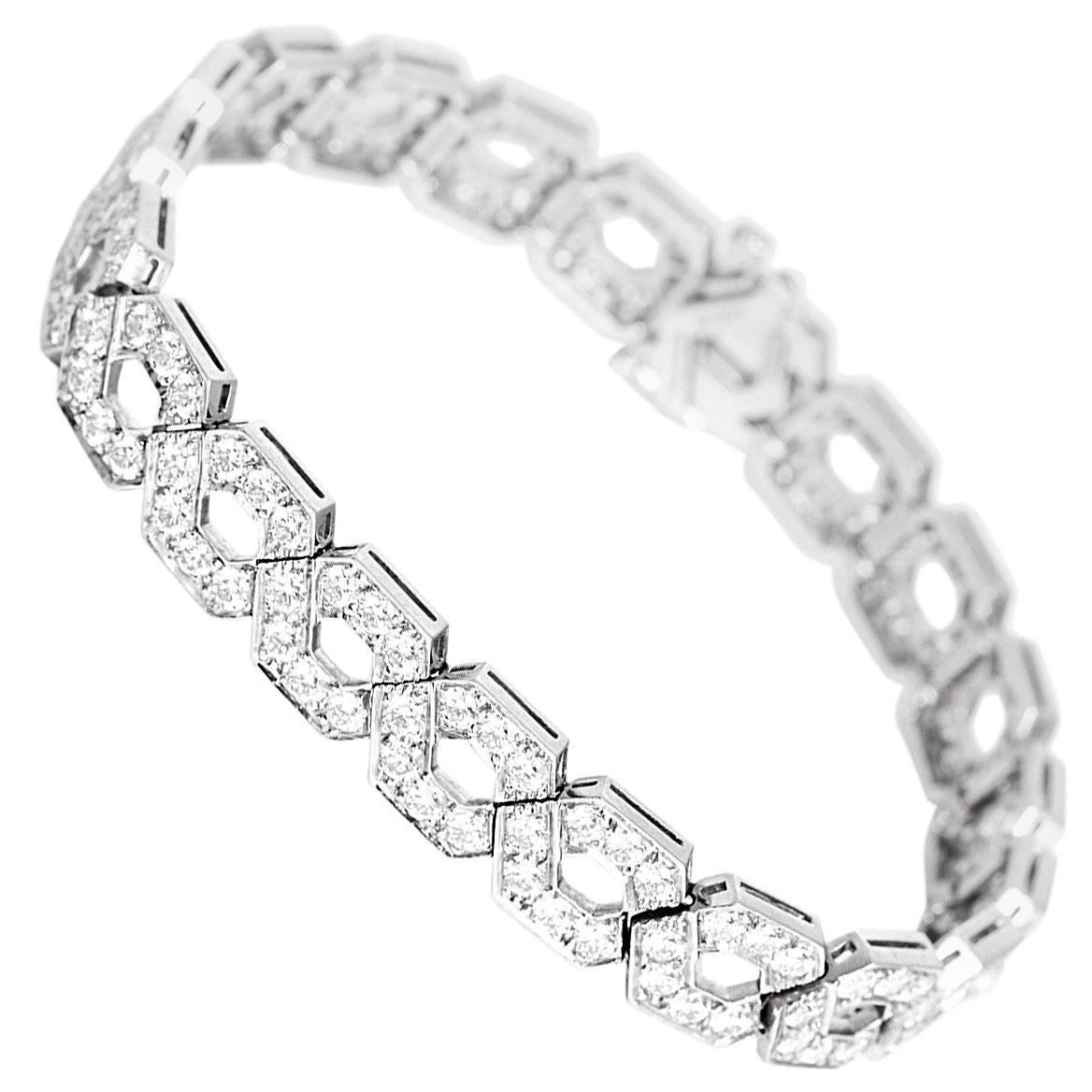 Tiffany & Co. Stunning Diamond Platinum Link Bracelet