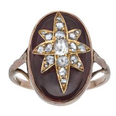 Regal Antique Garnet Diamond Gold Ring