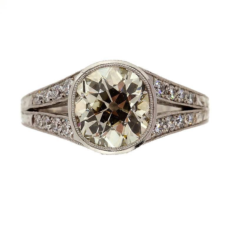 Peter Suchy Diamond Platinum Split Shank Engagement Ring