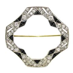 Dreicer Art Deco Onyx Diamond Platinum Brooch