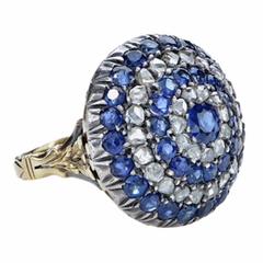 Victorian Sapphire Diamond Two Color Gold Ring
