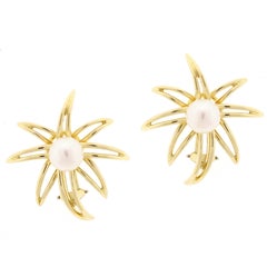 Tiffany & Co. Fireworks Pearl Gold Earrings