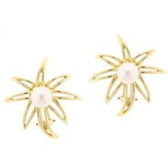 Tiffany & Co. Fireworks Pearl Gold Earrings 6