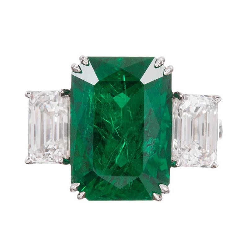 10.28 Carat Emerald Diamond Gold Ring 