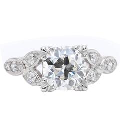 GIA Certified American 1.31 Carat Diamond Platinum Engagement Ring