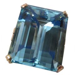 Art Deco 28+ Carats Aquamarine Gold Ring 9