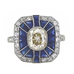 Handmade Sapphire Diamond Platinum Ring 9