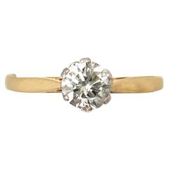 1980s 0.79 Carat Diamond and 18k Yellow Gold Solitaire Ring 12