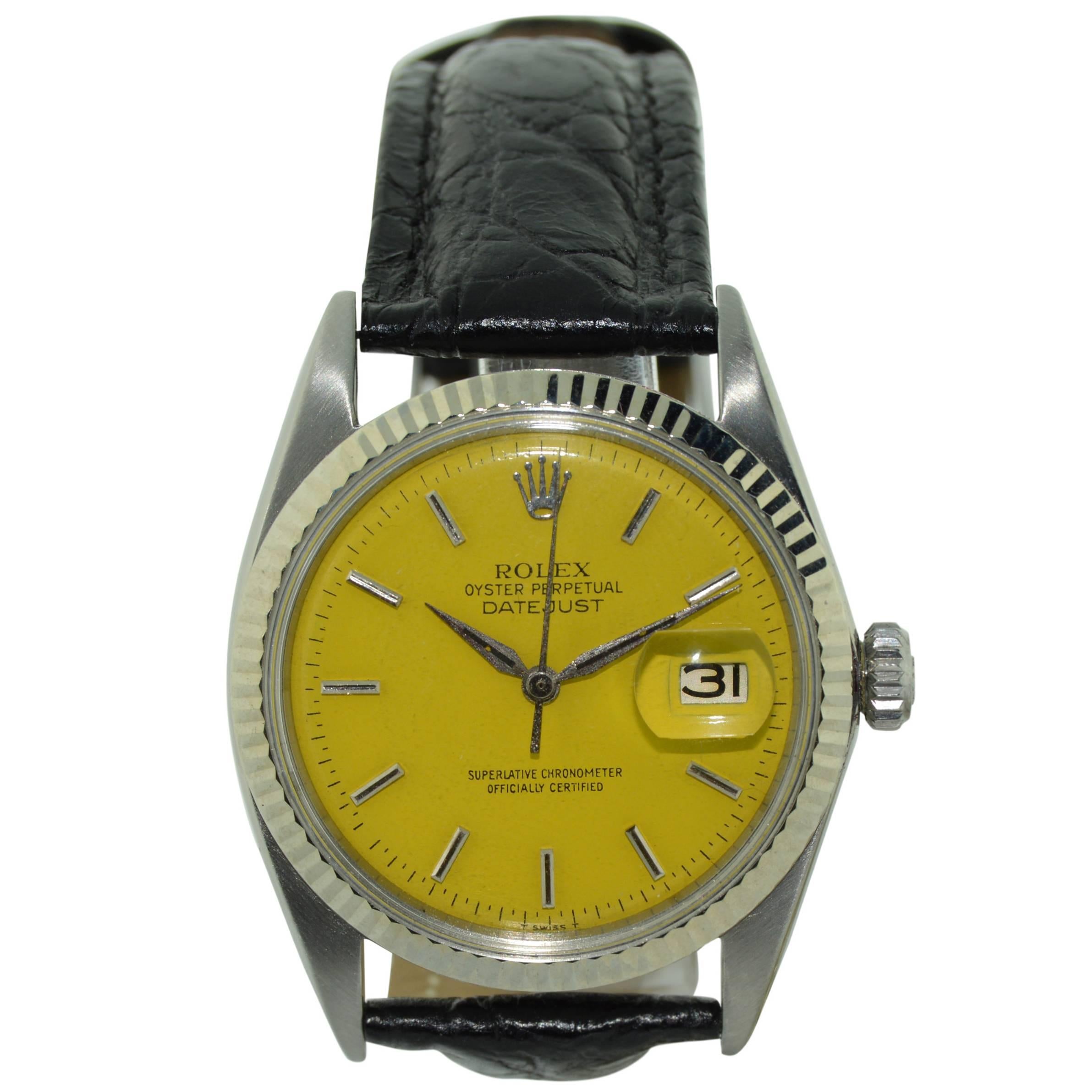 Rolex Yellow Stainless Steel Datejust Automatic Watch Ref 1601, Mid 1960's 
