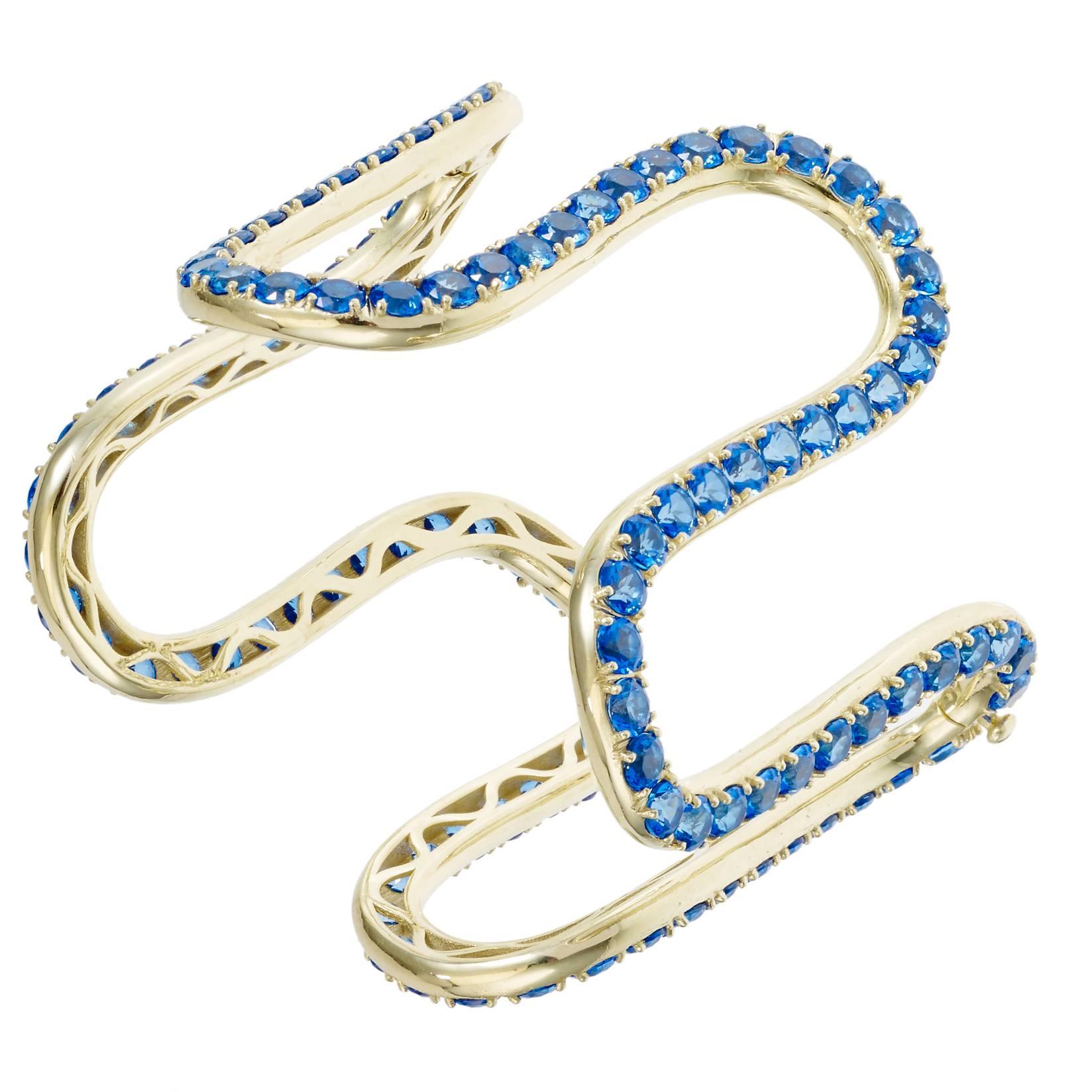 Sabine Getty Blue Topaz Wiggly Cuff Bracelet For Sale