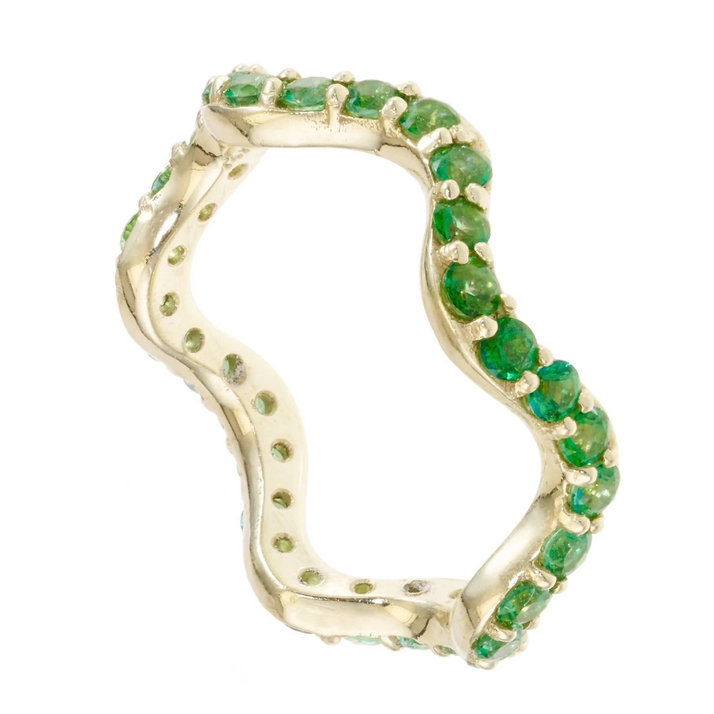 Sabine Getty Green Topaz Gold Wiggly Band Ring For Sale