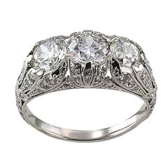 Edwardian Three Stone Diamond Platinum Engagement Ring