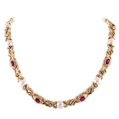 Bulgari Pearl Ruby Diamond Necklace