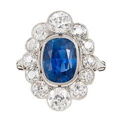 Phenomenal Edwardian Untreated Sapphire Diamond Platinum Ring 7
