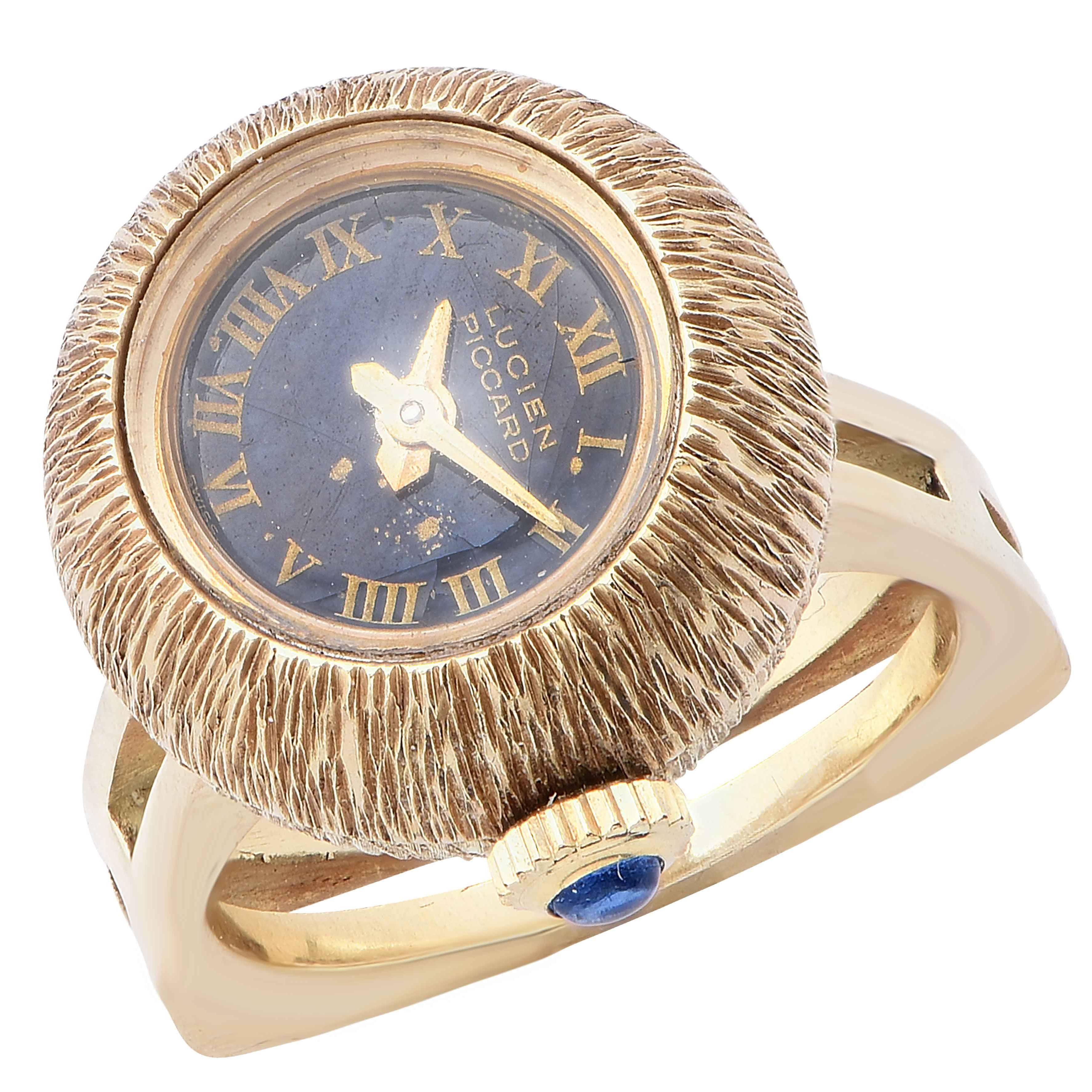 Lucien Picard Ladies Yellow Gold Manual Wind Ring Watch