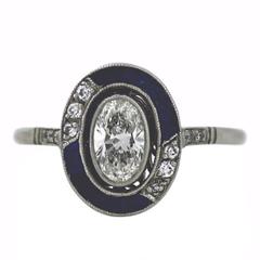 .55 Carat Oval Diamond French Cut Sapphires Platinum Ring 1