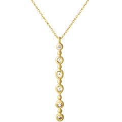 Faye Kim 18k Gold European Cut Diamond Line Pendant Necklace