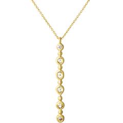 Faye Kim Modern European Cut Diamond Line Gold Pendant on Chain 1