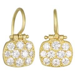 Faye Kim Diamond Pave Chiclet 18k Gold Earrings