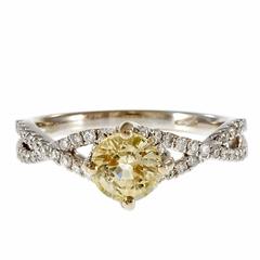 Natural Light Yellow Sapphire Diamond Gold Engagement Ring 9