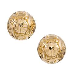 Seaman Schepps “Canton” Carved Gold Earrings