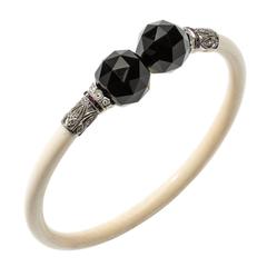Art Deco Onyx Ruby Diamond Two Color Gold Bangle Bracelet 3