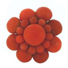 Victorian Coral Cluster Gold Ring 10