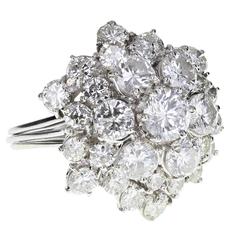 1950s Hexagonal Domed Diamond Gold Cluster Ring