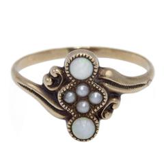 Antique Opal Pearl Gold Ring