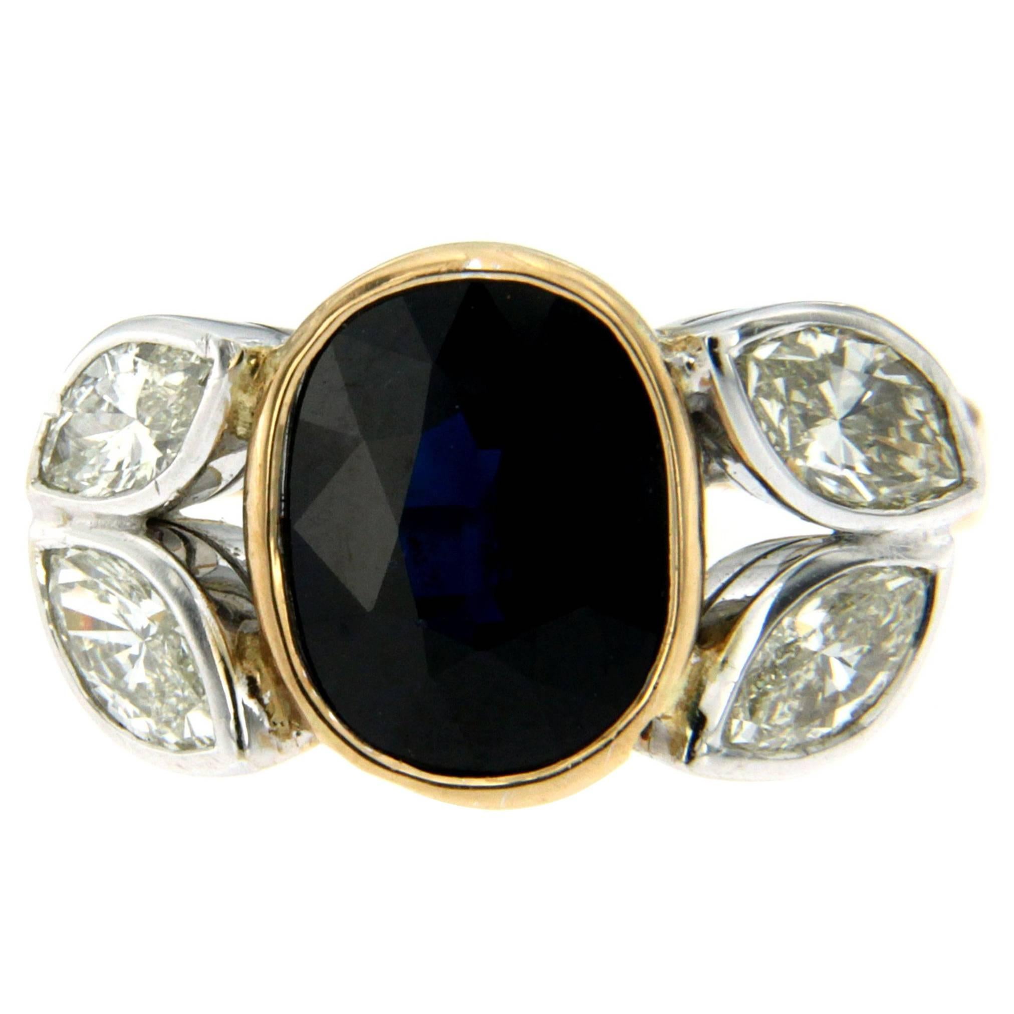 1940s Sapphire Diamond Gold Ring