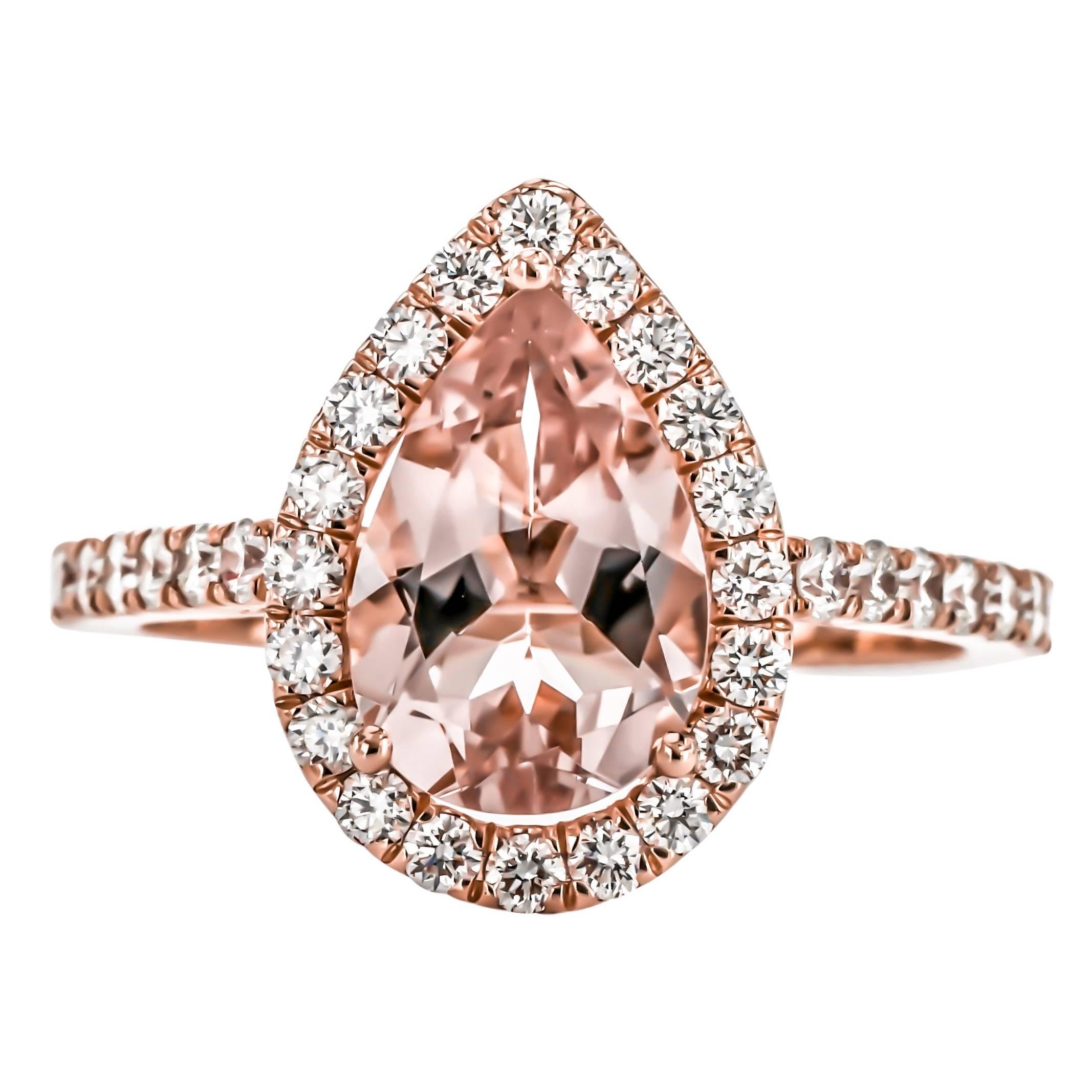 One of a Kind 1.95 Carat Morganite Diamond Gold Ring