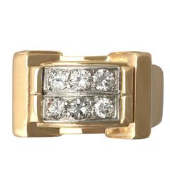 1940s 0.60 Carat Diamond Gold Dress Ring 11